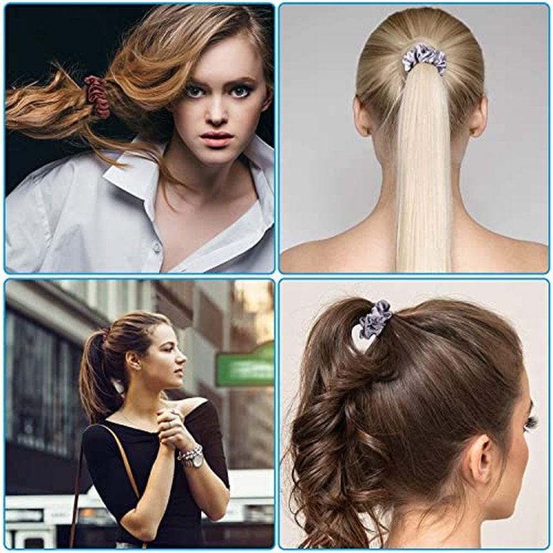 24 Pieces Silk Hair Scrunchies Silk Hair Tie Elastic Ponytail Holders for Women Girls Hair Accessories (005)