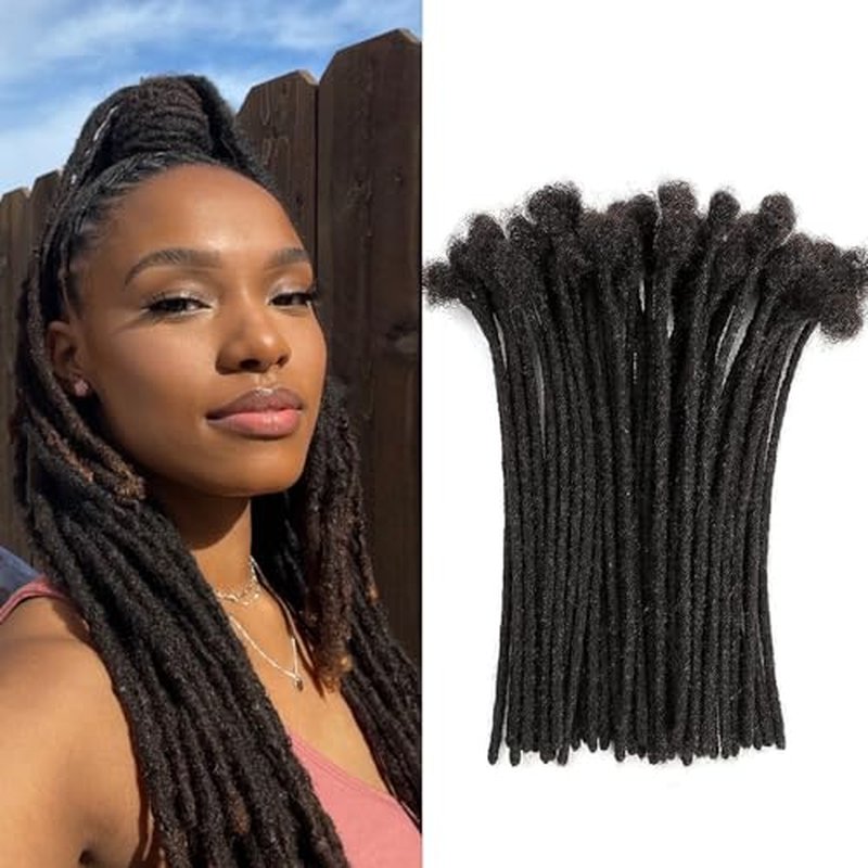 Loc Extensions Human Hair 12 Inch 0.6cm Thickness 40 Strands 100% Full Handmade Permanent Dreadlock Extensions Real Human Hair For Women Men Kids Can Be Dyed Bleached Curled (Width 0.6cm Natual Black)