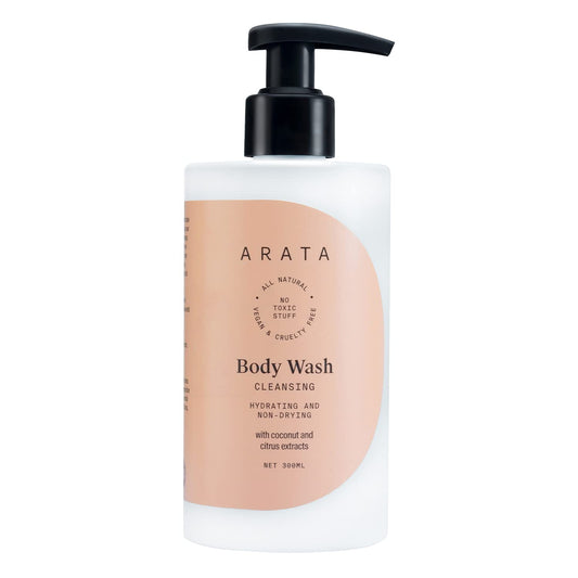 Arata Hydrating & Non-Drying Body Wash With Ayurvedic Coconut & Citrus | All Natural, Vegan & Cruelty-Free | Gentle Cleansing For Women & Men | No SLS, No Parabens - 10 Fl Oz