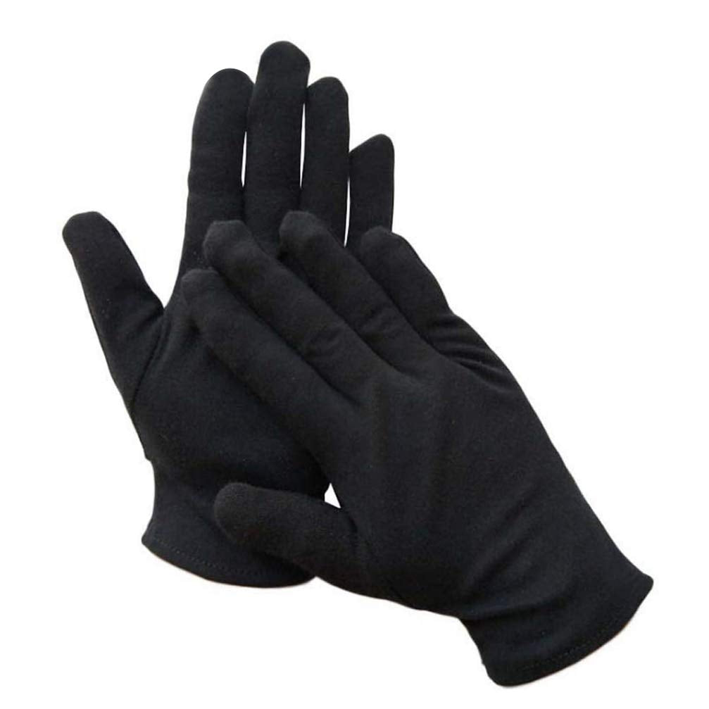 Beaupretty Moisturizing Eczema Cotton Gloves, 12 Pairs Black Cotton Gloves for Dry Hands, SPA Lotion Gloves Cosmetic Gloves L