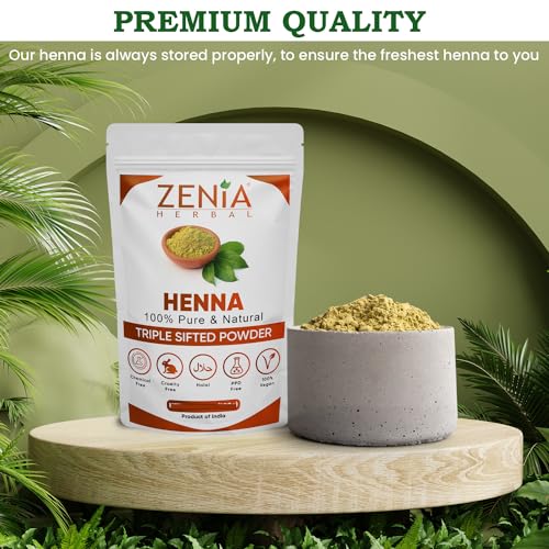 Zenia 100% Pure & Natural Henna Powder (Lawsonia Inermis) | 100 grams (3.5 oz) | Orange-Red Hair Color | Triple Sifted | Fresh from Rajasthan | No Chemicals, No Additives