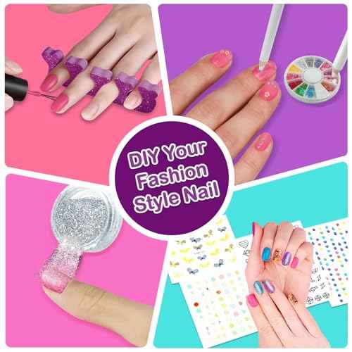 Kids Nail Polish Set for Girls - Girl Toys 8-10 - Nail Art Kit for Kids Ages 7-12, Non toxic Nail Polish Kids Nail Kit Girl Stuff for Spa Manicures, Idea Birthday Gift for Girls 8 9 10 12