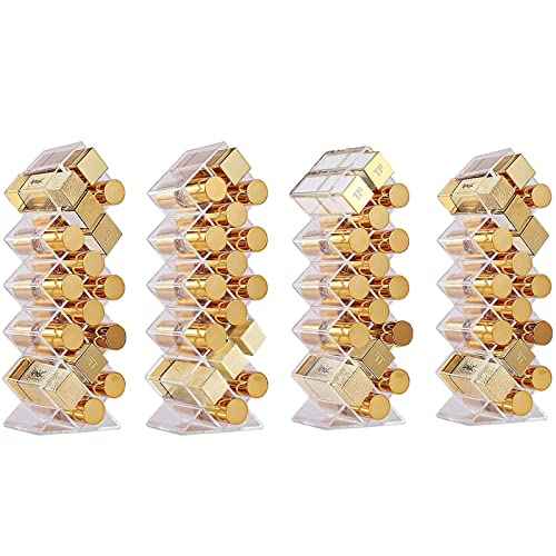 Lipstick Holder Organizer 64 Spaces Acrylic Stackable Fish Shape Lipstick Tower, Lip Gloss Storage Stand, Perfect for Lipgloss Organizers Makeup Vanity Display, Clear (4 Pack)