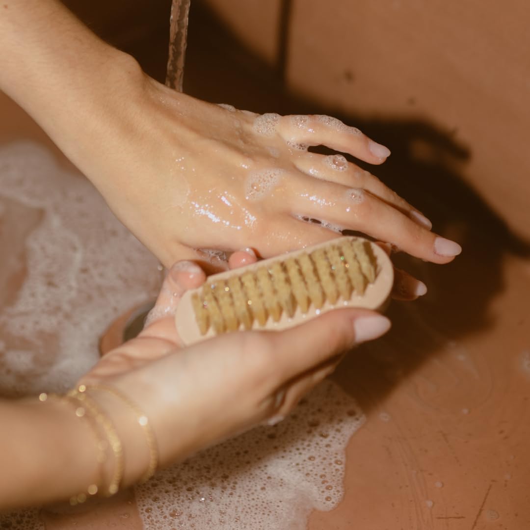 PAUME Hand & Nail Brush - Natural Boar-Bristle Exfoliator for Deep-Cleaning Hands | Wooden Handle