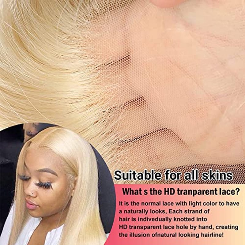 613 Lace Front Wig Human Hair 13x6 Transparent Blonde Lace Front Wigs Human Hair 180% Density Guleless Wigs Human Hair Pre Plucked 613 HD Lace Frontal For Women 32inch