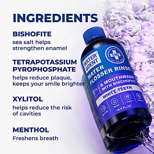 Concentrated Water flosser Rinse & mouthwash Teeth WHITENING | Add to Water Flossers| Fruit Flavor | 2 Pack = 33.8 fl.oz | Peroxide Free. Made in USA