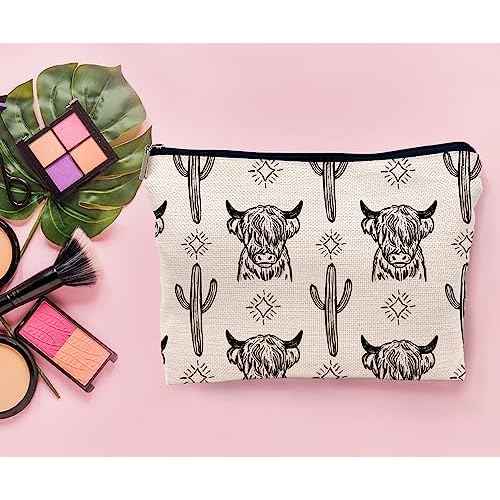 Western Cow Makeup Bag,Western Cow Gifts For Women,Cowgirl Stuff For Women,Cowgirl Gifts