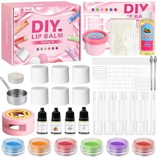 TSVATE DIY Lip Balm Kit, 47pc Multi-Flavor & Multicolored Lip Balm Making Set for Kids