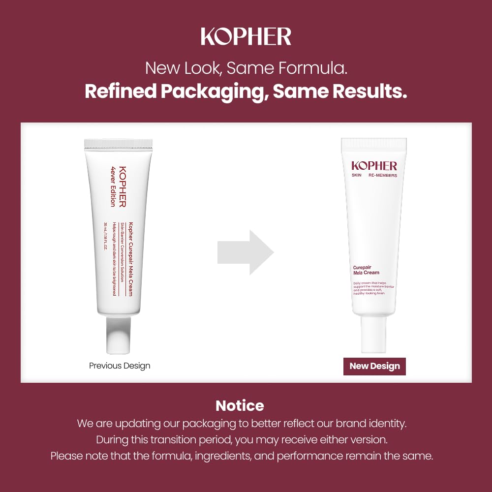 Kopher Curepair Mela Cream[4ever Edition] with 10GF Soothing & Repairing Moisturizer for Sensitive Skin - Redness Relief, Barrier Strengthening Skin, Korean Skincare (1.18 fl.oz.)