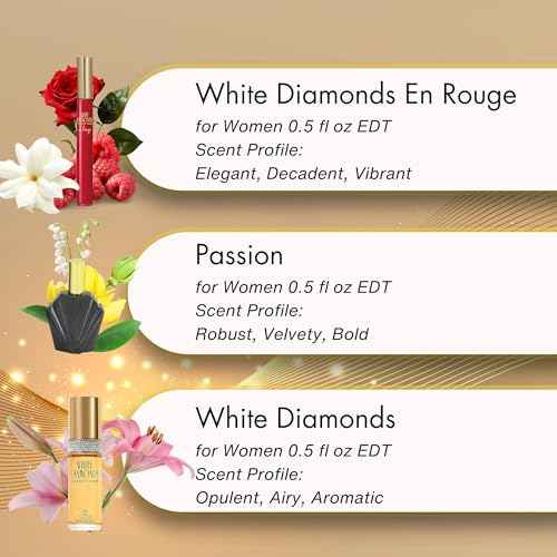 Elizabeth Taylor Fragrance Collection Eau de Toilette 3-Piece Set for Women (White Diamonds, Passion, White Diamonds En Rouge)