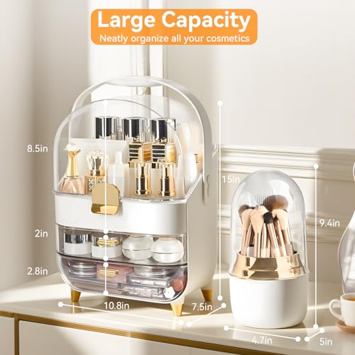 Makeup Organizer Countertop, Skincare Bathroom Counter Organizer, Storage Box Cosmetic Display Cases, Teen Girl Gifts Trendy Stuff Make up Organizers for Vanity, Dresser (Rose Gold)