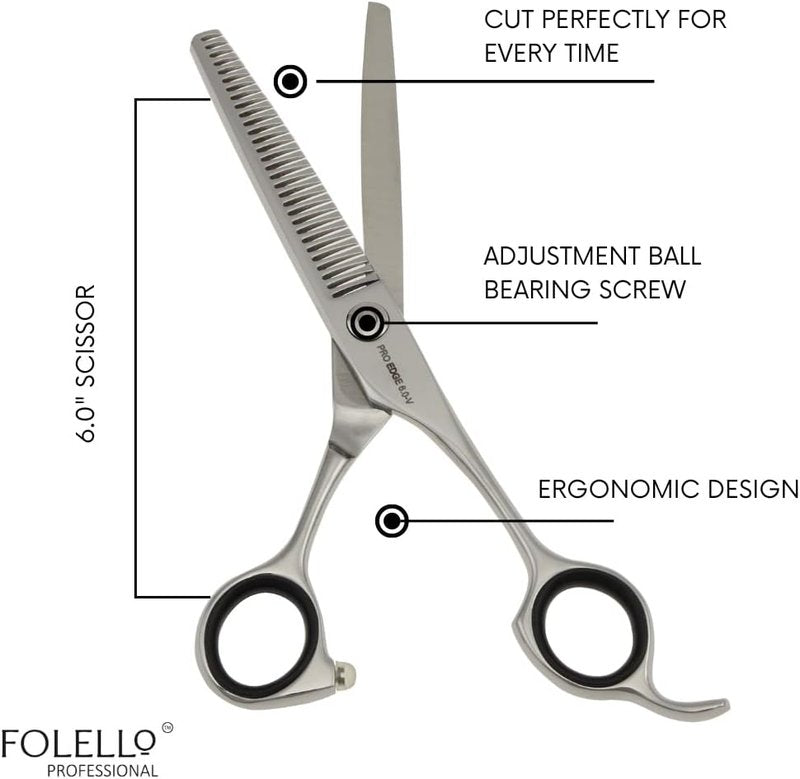 Hair Thinning Scissors - 6" Stainless Steel Blending Shears with 32 Teeth | Professional Razor Edge Tool for Barbers & Stylists