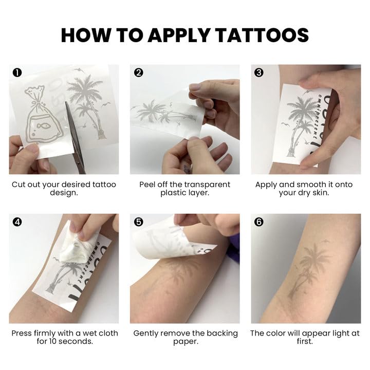 Realistic Semi-Permanent Tattoos - 2 Sheets for Men & Women | Waterproof Eagle Wing & Angel Flame Designs, Lasts 1-2 Weeks