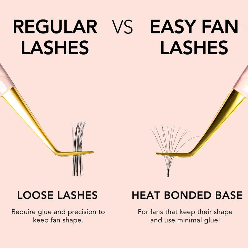 Kiara Sky Lash Premium Cashmere Easy Fan Lash Extensions - Soft Semi-Matte Finish | Professional Use | Black (C-0.03-15mm)