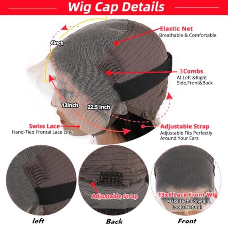 Nakkia 24 Inch Deep Wave Lace Front Wig Human Hair 13x6 HD Transparent Lace Frontal Wigs 180% Density Deep Curly Human Hair Pre Plucked Glueless Wigs for Women Natural Color