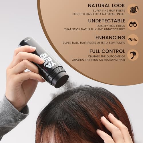 Hair Fibers for Thinning Hair or Fill In Fine, Hair Building Fibers (28g) for Women & Men, Hair Powder for Instantly Thicker, Fuller Looking - DARK BROWN