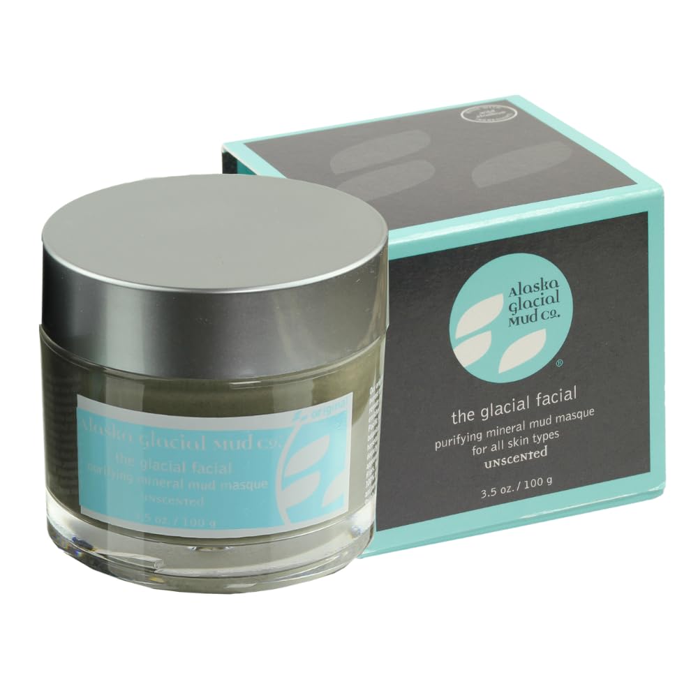 Alaska Glacial Purifying Mineral Mud Mask with Glacial Clay & Botanicals for Sensitive Skin | Detoxifies, Hydrates & Smooths | Anti-Aging Facial Mask – Unscented, 3.5oz