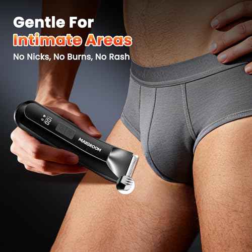 Manscape 3-In1 Body & Pubic Hair Trimmer for Men, IPX7 Waterproof Ball & Groin Shaver with LED Light, Electric Razor with Travel Pouch & USB Rechargeable, Christmas Gifts for Men