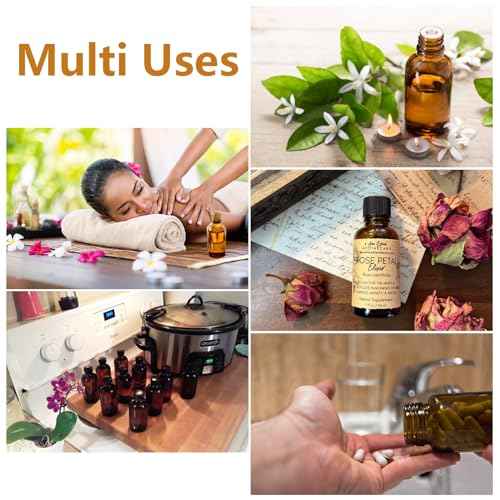 24 Pack 2oz Amber Glass Bottles for Vanilla Extract, Boston Round Leak-Proof Brown Glass Jars with Caps, Bonus Funnel - Ideal for Homemade Extracts, Essential Oils, DIY Christmas Party Gift Supplies