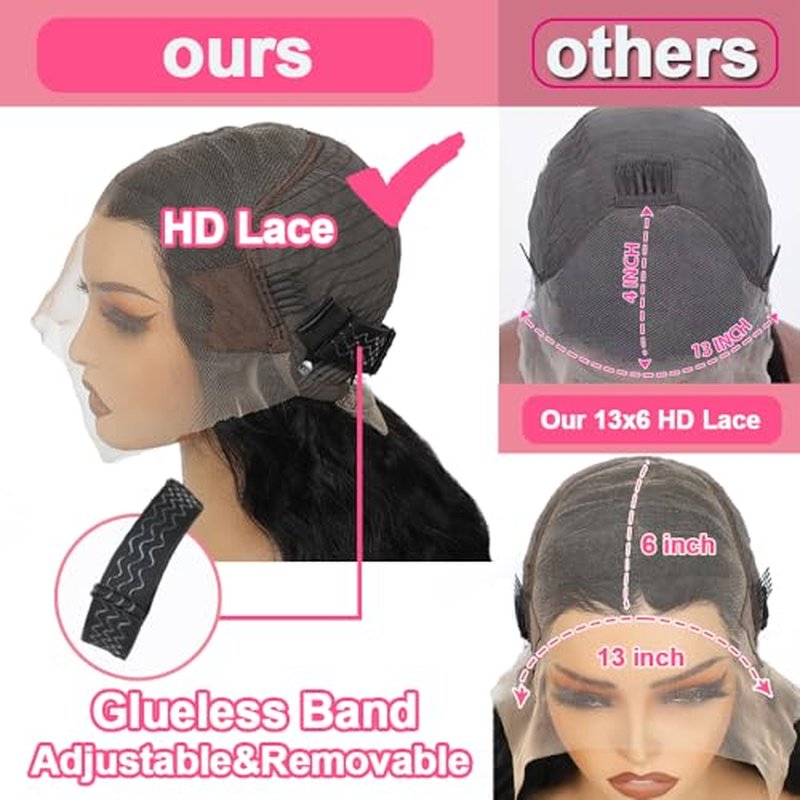16 Inch 13x6 Bob Wig Human Hair 200 Density HD Lace Front Wigs Human Hair Body Wave Lace Front Wigs Human Hair Wig Short Bob Wigs for Black Women Glueless Wigs Pre Plucked with Baby Hair