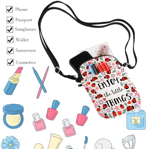 WCGXKO Ladybug Lover Gift Ladybug Party Favors Enjoy the Little Things Zipper Crossbody Purses Bag Messenger Bag (LITTLE THINGS CR)