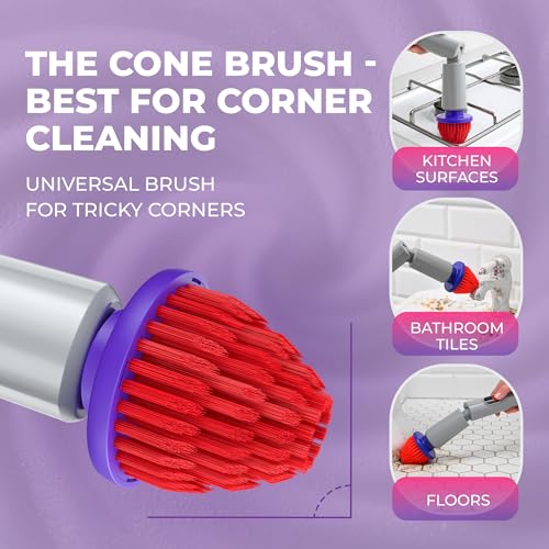 Synoshi PRO Cone Brush Heads Set (2 Units) for Electric Spin Scrubber Bathroom & Shower Cleaning Brush Universal Cleaning for Kitchen, Floors.