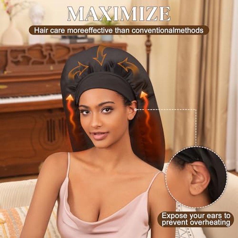 Heat Cap for Deep Conditioning, Hair Steamer for Natural Hair Home Use w/10-level Heats Up Quickly, Thermal Steam Cap for Home Hair Treatment