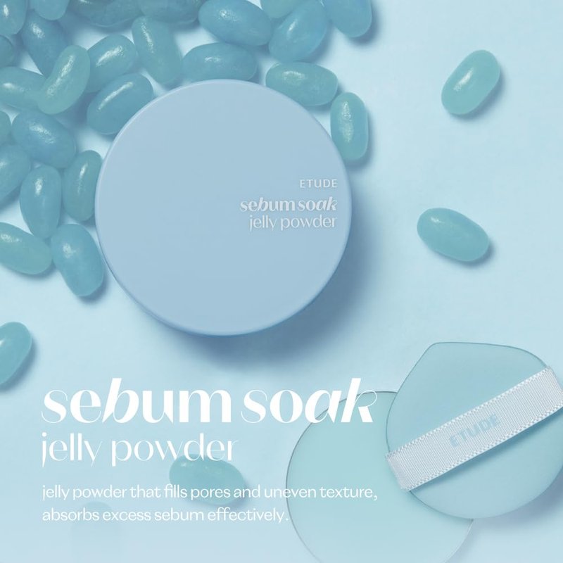 ETUDE Sebum Soak Jelly Pressed Powder makeup setting powder oil control, matte finish for oily and combination skins | perfect for Coachella & Festival Essentials