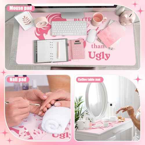 Coquette Makeup Mat for Vanity Top Protector, Dual Sided Leather Vanity Mat Waterproof Mouse Pads Dressing Desk Makeup Table Cover Nonstick Countertop for Women