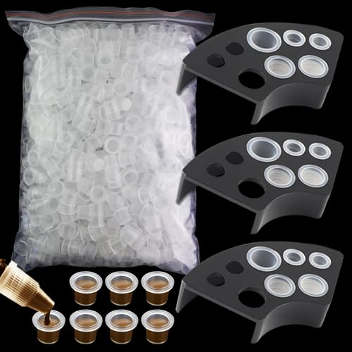 Rayyl 300Pcs Tattoo Ink Caps with 3Pcs Tattoo Ink Cups Holders - Included 100 Small 100 Medium 100 Large Tattoo Ink Caps and 3Pcs Ink Cups Holders for Tattoo Supplies Tattoo Kit¡¦