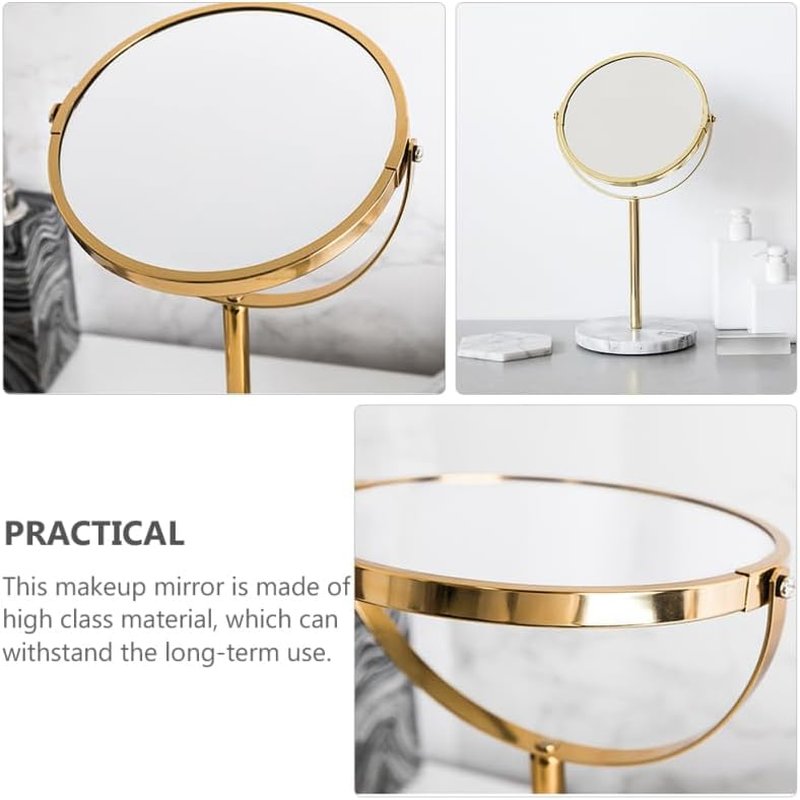 Desktop Makeup Mirror - 13.77 Inch Rotatable Cosmetic Mirror with Marble Base | High Reflectivity for Vanity & Dorm