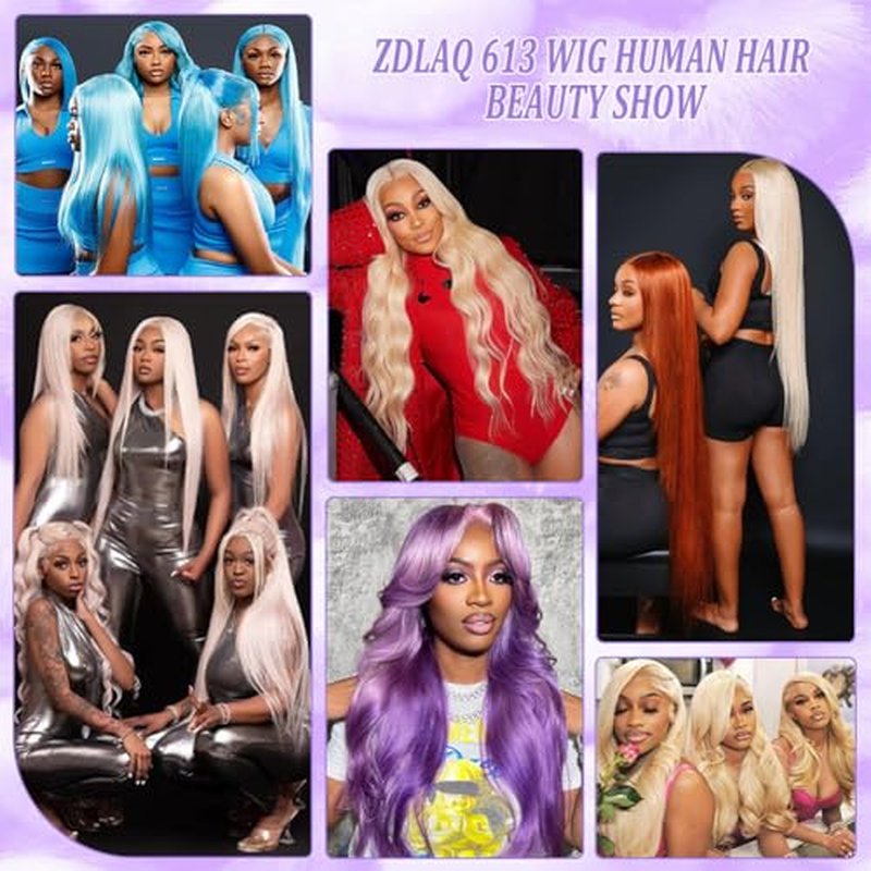 30 Inch 613 13x6 Lace Front Wig Human Hair 200% Density Straight Blonde Wig Human Hair 613 HD Lace Frontal Wig Human Hair Pre Plucked Blonde Glueless Wig for Women