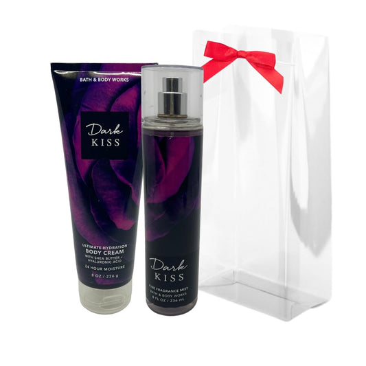 Bath & Body Works DARK KISS 2-piece Gift Set with a Red Bow for Holidays & Gifts - Fine Fragrance Mist & Ultimate Hydration Body Cream