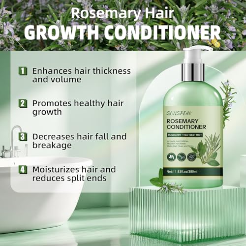 Rosemary Conditioner for Hair Growth: Thickening Moisturizing Conditioner for Men & Women with Mint Tea Tree Oil Biotin - Strengthening Formula for Anti-Hair Loss & Thinning Hair & Frizz-Control