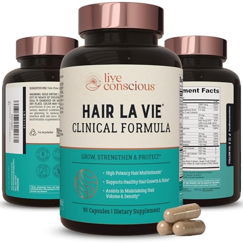 Hair La Vie Live Conscious Clinical Formula Hair Growth Vitamins for Women and Men w/Biotin, Collagen & Saw Palmetto (Pack of 1)