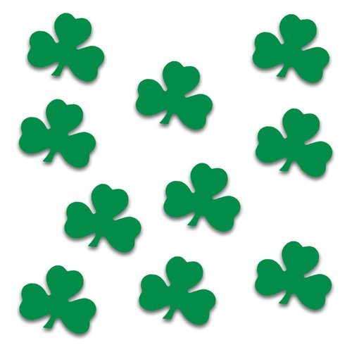 Beistle Printed Shamrrock Cutouts, Green Clover St Patrick's Day Party Decorations, Lucky Party Accessories, Irish Themed Party Supplies