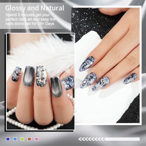1Milk White with Black Sliver Sparkle Aluminum Foil Dip Powder, Nail Dipping Powder French Pro Collection System Nail Art Starter Manicure Salon DIY at Home 1 oz Long Lasting