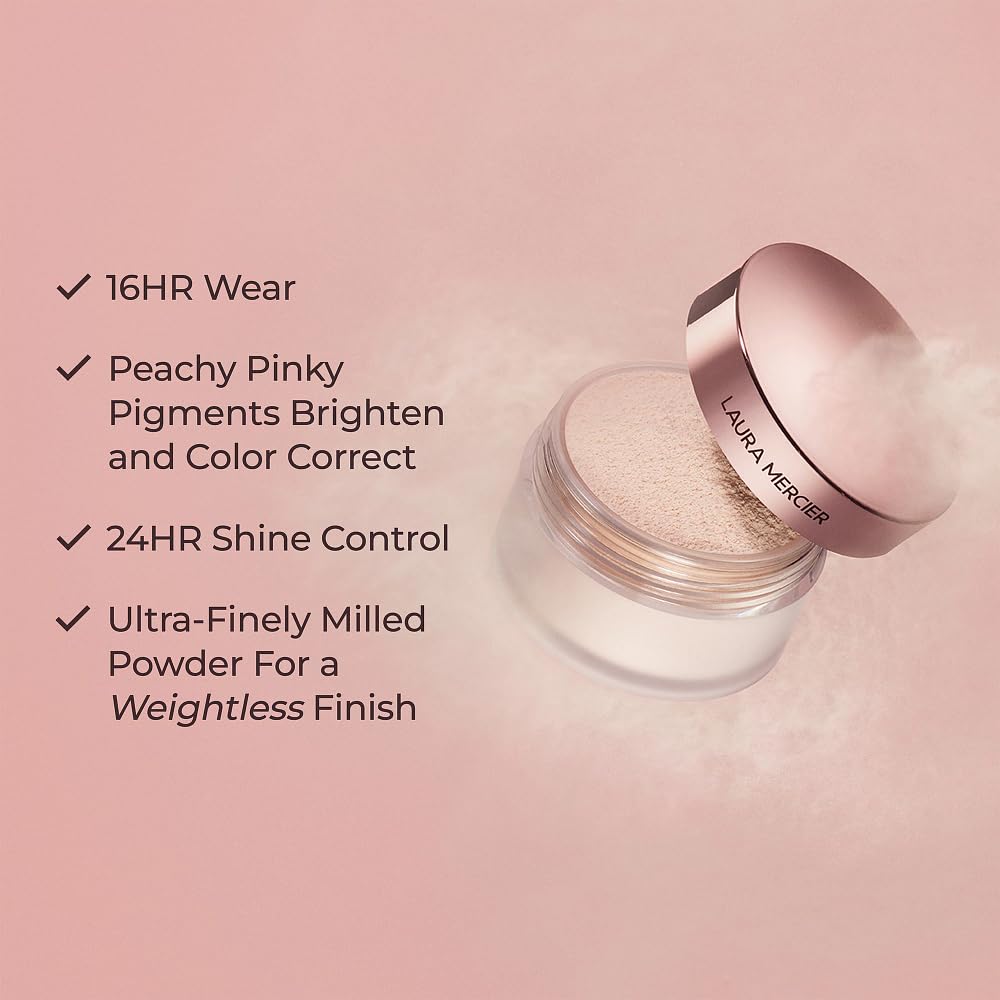 Laura Mercier Translucent Loose Setting Powder, 24HR Shine Control, Infused with Vitamins C + E, Soft Matte Finish, Normal to Oily Skin, 4 Shades for Virtually All Skin Tones, Holiday Gift Set