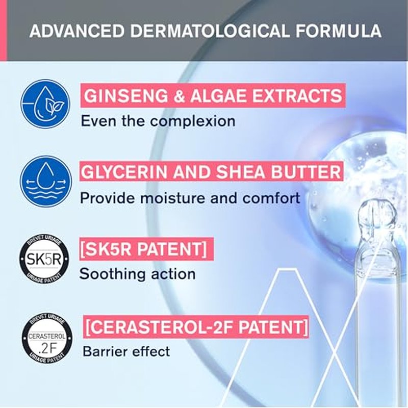 Uriage Roseliane Anti-Redness Cream with Green Pearls, Shea Butter, Ginseng & Algae Extracts | Soothes, Hydrates, Reduces Visible Redness, Paraben-Free, Non-Comedogenic, 40 mL / 1.35 oz
