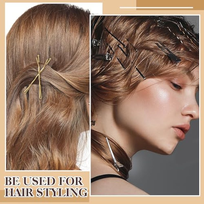 400 Pcs Bobby Pins Set, 2 Inch Hair Pins for Women Girls and U-Shaped Pins for Buns, 5 Colors Brown Blonde Black Styling Pins With Storage Box