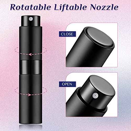 Remerry 15 Pcs 8 ml Perfume Atomizer Refillable Small Perfume Spray Bottle Empty Portable Travel Sprayer with 5 Funnel 5 Pump Transfer Tool(Black)