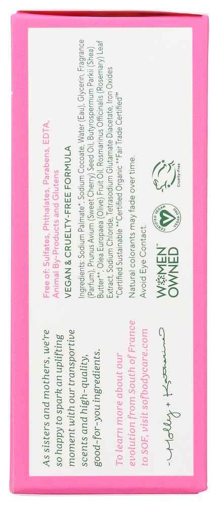 SoF Triple Milled Bar Soap - With Coconut Oil & Organic Shea Butter- Vegan & Non GMO- Free From Phthalates, Sulfates & Parabens- Cherry Blossom - 6 oz Bar 4 Bars