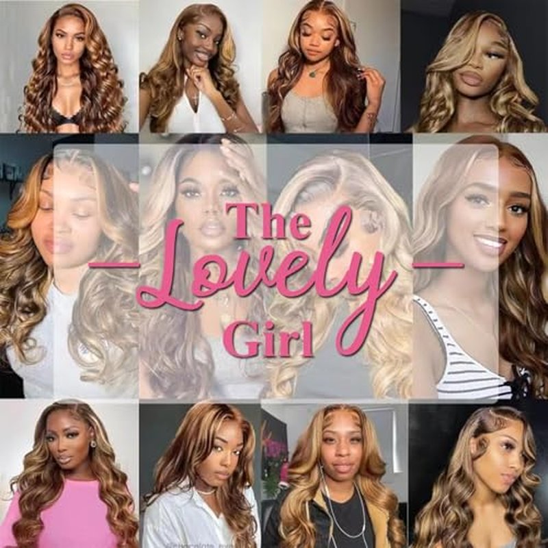 30 Inch Honey Blonde Wig Human Hair 200 Density Ombre 13x6 HD Lace Front Wigs Human Hair Body Wave Lace Front Wig Pre Plucked Glueless Highlight Frontal Wigs Human Hair for Women