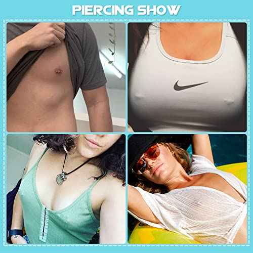 WZPB Nipple Piercing Kit for Women, 22Pcs Nipple Piercing Kit with 6 Pieces Nipple Piercing Rings Nipple Needle Kit Piercing Jewelry Barbell Heart Curved Shape Rings Barbell Piercing Clamps Needles