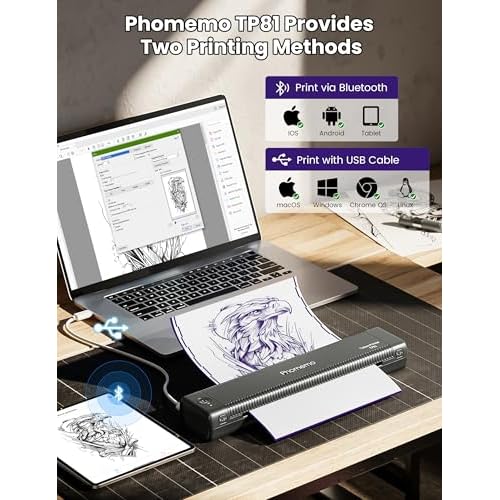 Wireless Tattoo Stencil Printer, Stencil Printers with 10pcs Transfer Paper, Tattoo Printer for Tattoo Artists & Beginners, Compatible with Tablet,Smartphone & PC,Gray