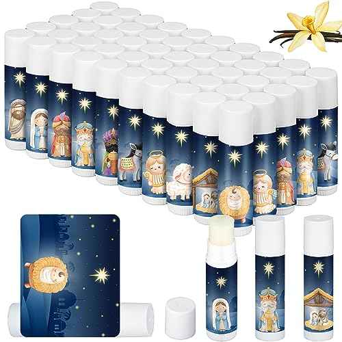 50 Pcs Nativity Lip Balm Gifts Advent Calendar 2024 Bulk Christmas Stocking Stuffers Christian Religious Holiday Party Gifts Favors Treat Goodies for Women & Men