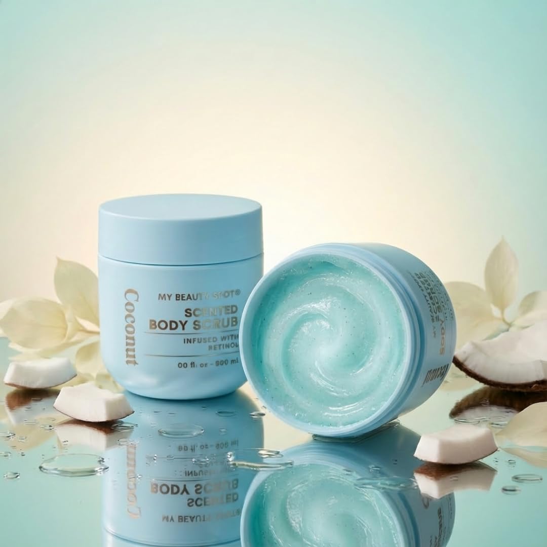 My Beauty Spot Scented Body Scrub for Women - Coconut Scented Body Scrub, Natural Exfoliating Body Scrub, Skin Exfoliator Infused with Retinol, Romoves Dead Skin From Body - Large 500 ml.