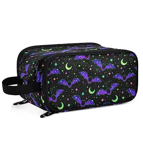 MNSRUU Magic Galaxy Bat Makeup Bag - Large Capacity Cosmetic Organizer, Portable Toiletry Bag for Travel Size