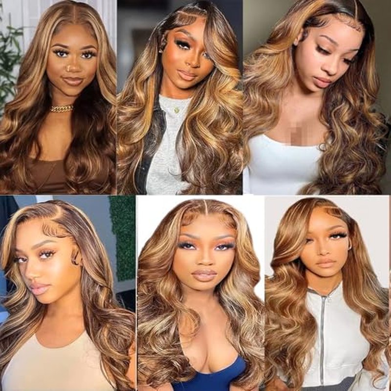 Highlight Bundles Ombre Brown Body Wave Human Hair Bundles P427 Blonde Body Wave Hair Double Weft Two Tone Blonde Bundles Mixed With Brown Hair Extensions 24 26 28 inch