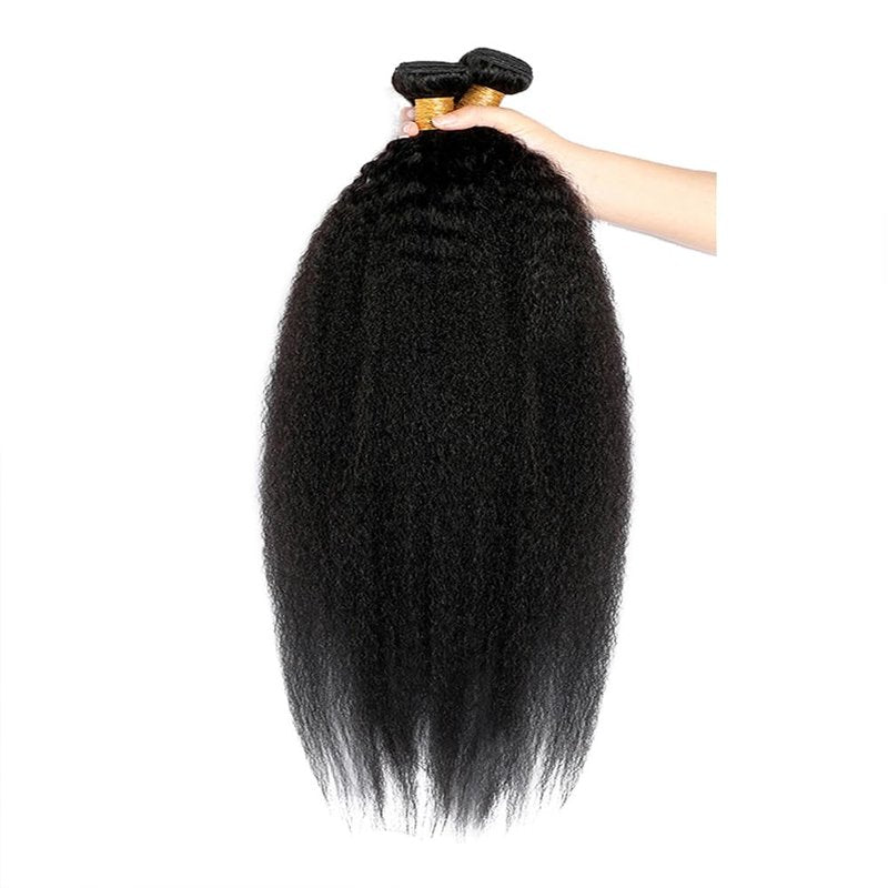 Kinky Straight Bundles Human Hair Color 1B Yaki Straight Bundle Brazilian Virgin Remy Hair 3 Bundles 18 18 18 Inch Niegmeag Double Weft Natural Black Yaki Bundle Hair Weave 300g